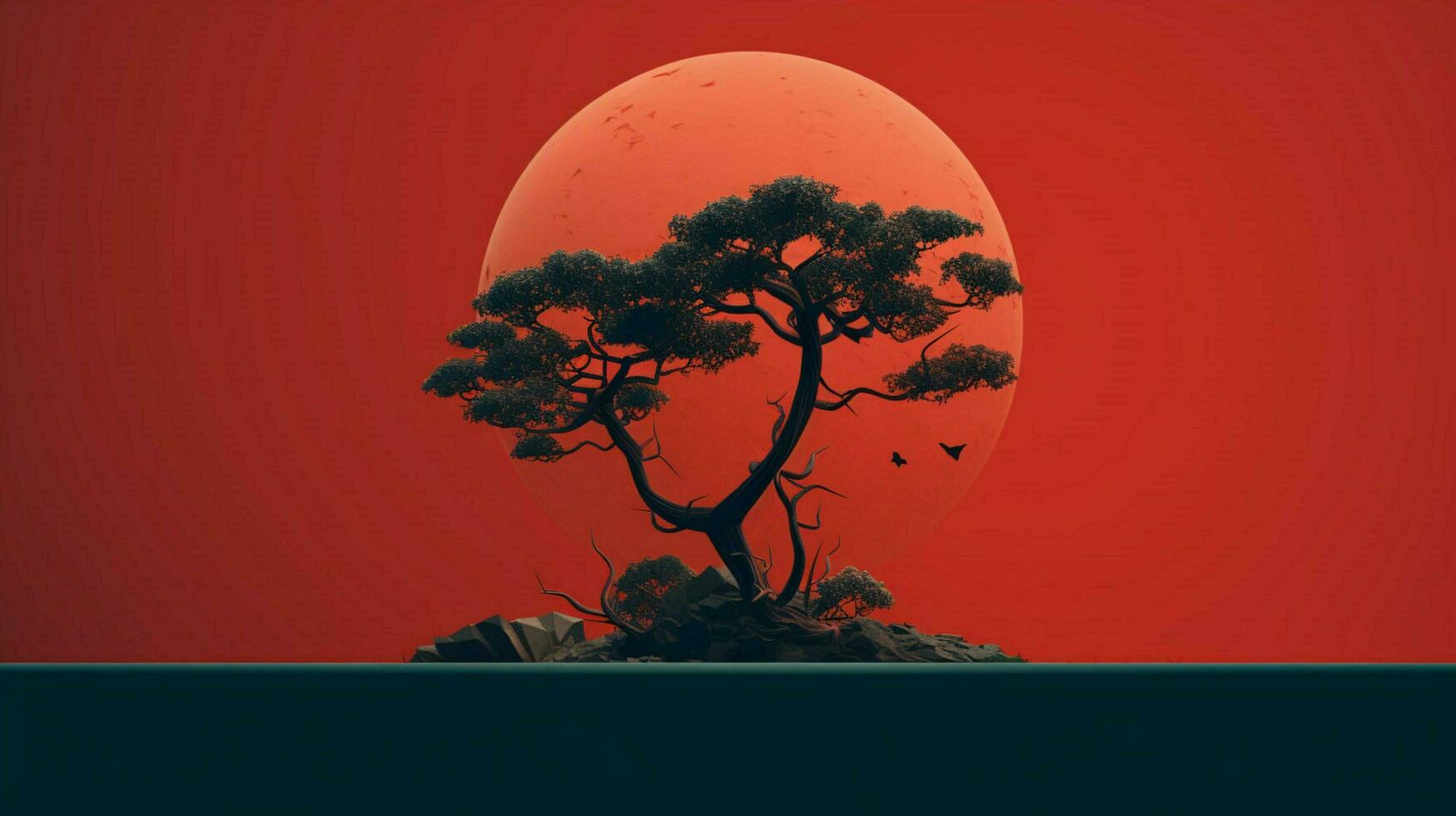 Baum auf solide Farbe Hintergrund Zen enso Behance foto