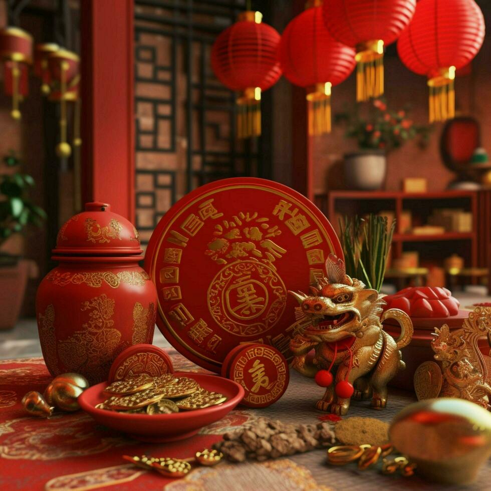 Chinesisch Neu Jahr Dekorationen hoch Qualität 4k ult foto