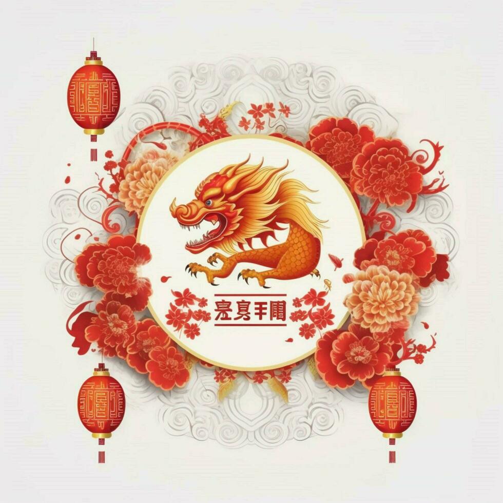 Chinesisch Neu Jahr Sozial Medien Post mit transparent Hintergrund foto
