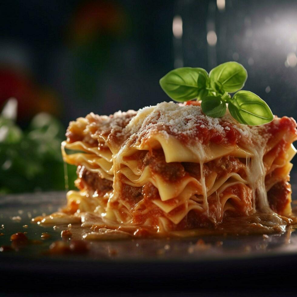 Produkt Schüsse von Lasagne hoch Qualität 4k Ultra h foto