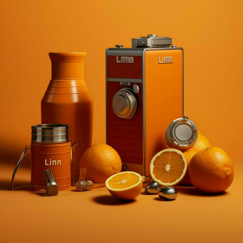 Produkt Schüsse von lim auf Orange hoch Qualität 4k u foto