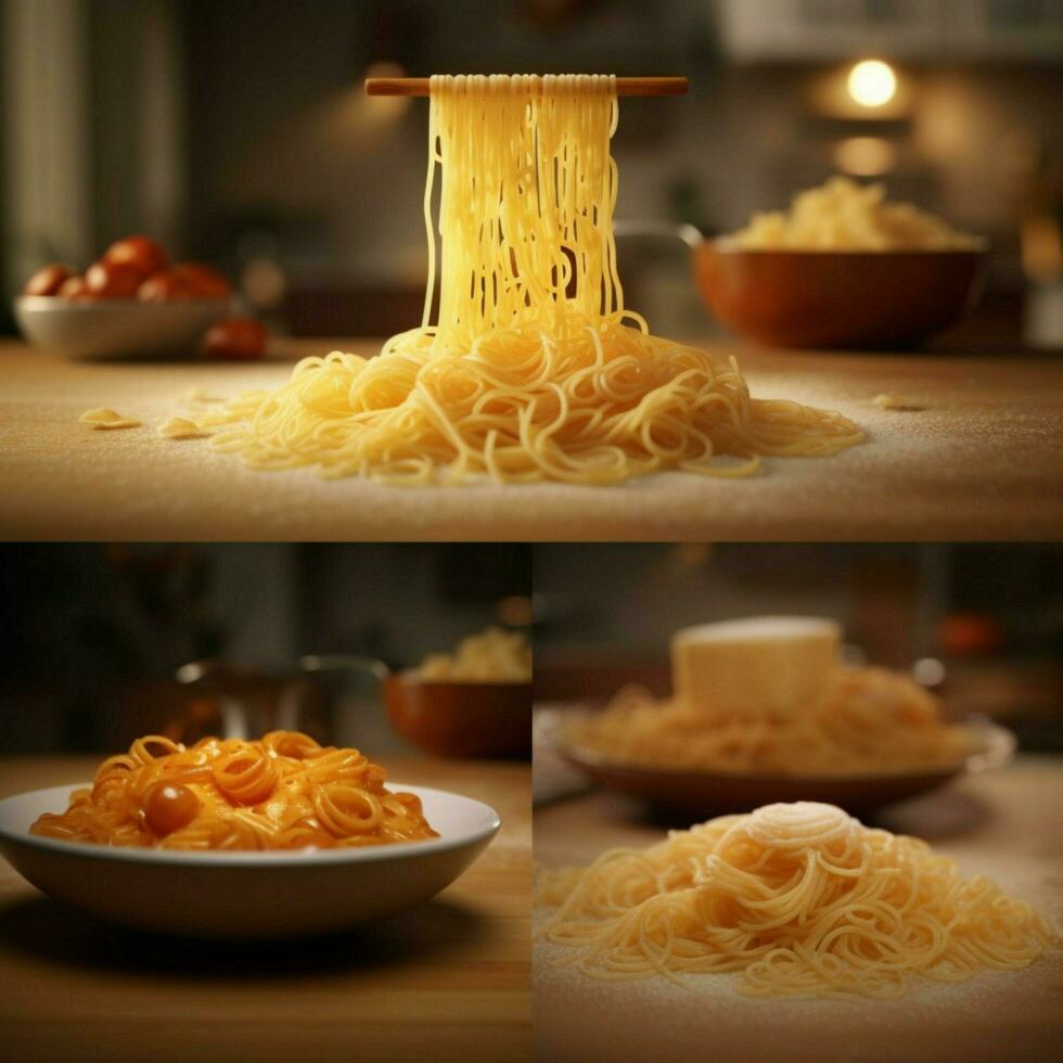 Produkt Schüsse von Spaghetti hoch Qualität 4k Ultra foto