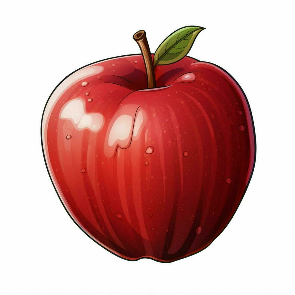 Apfel 2d Karikatur illustraton auf Weiß Hintergrund hoch Qual foto