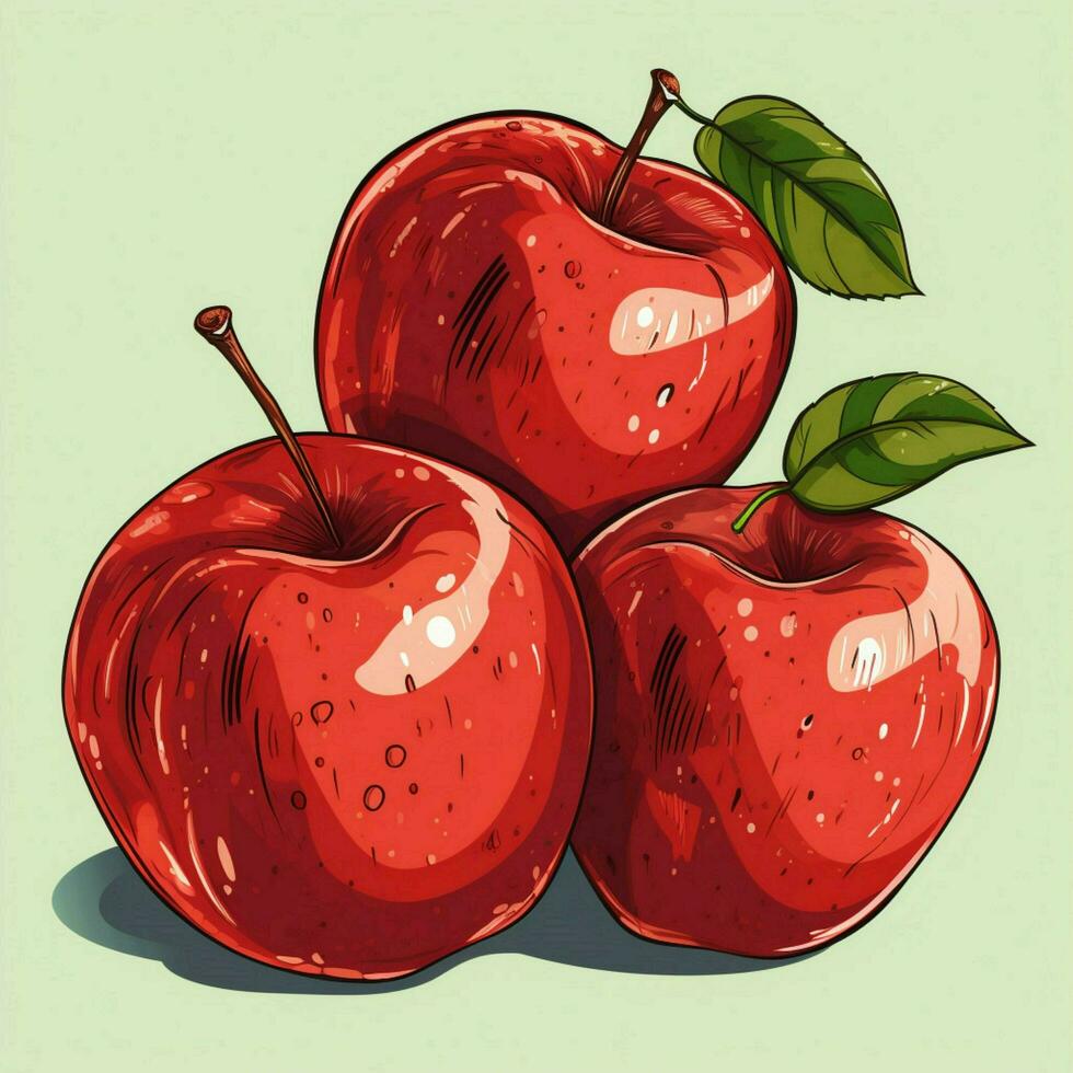 Äpfel 2d Vektor Illustration Karikatur hoch Qualität 4k hdr foto