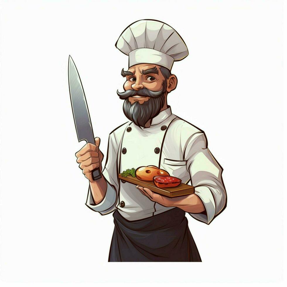 Köche Messer 2d Karikatur illustraton auf Weiß Hintergrund hoch foto
