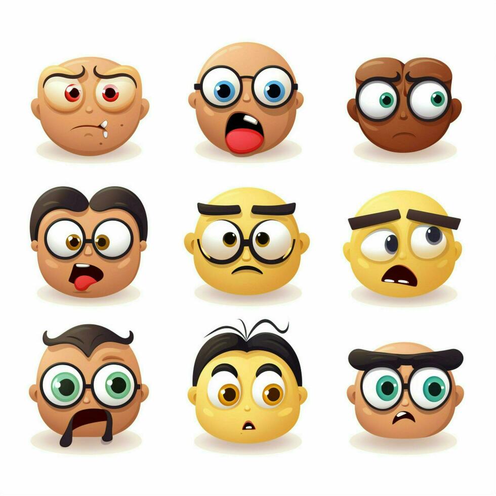 besorgt Gesichter Emojis 2d Karikatur Vektor Illustration auf w foto