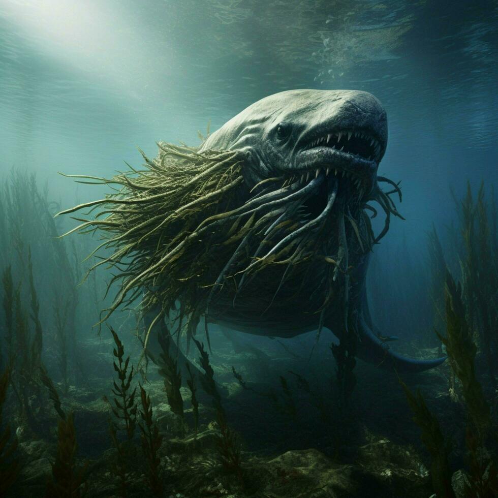 enorm Marine Säugetier mit ein stachelig ausblenden foto