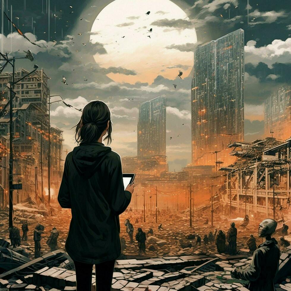 ausdrücken Widerstand durch dystopisch inspiriert Illustration foto