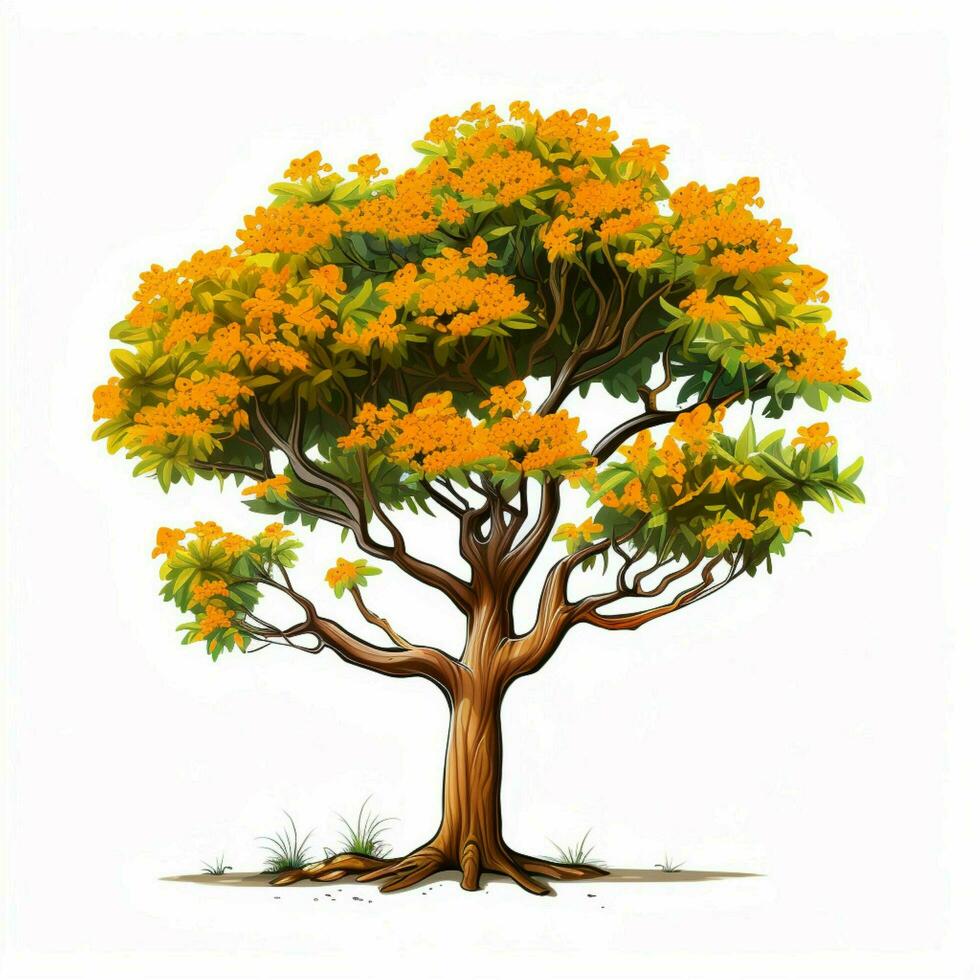 indisch Kork Baum Blume 2d Karikatur illustraton auf Weiß ba foto