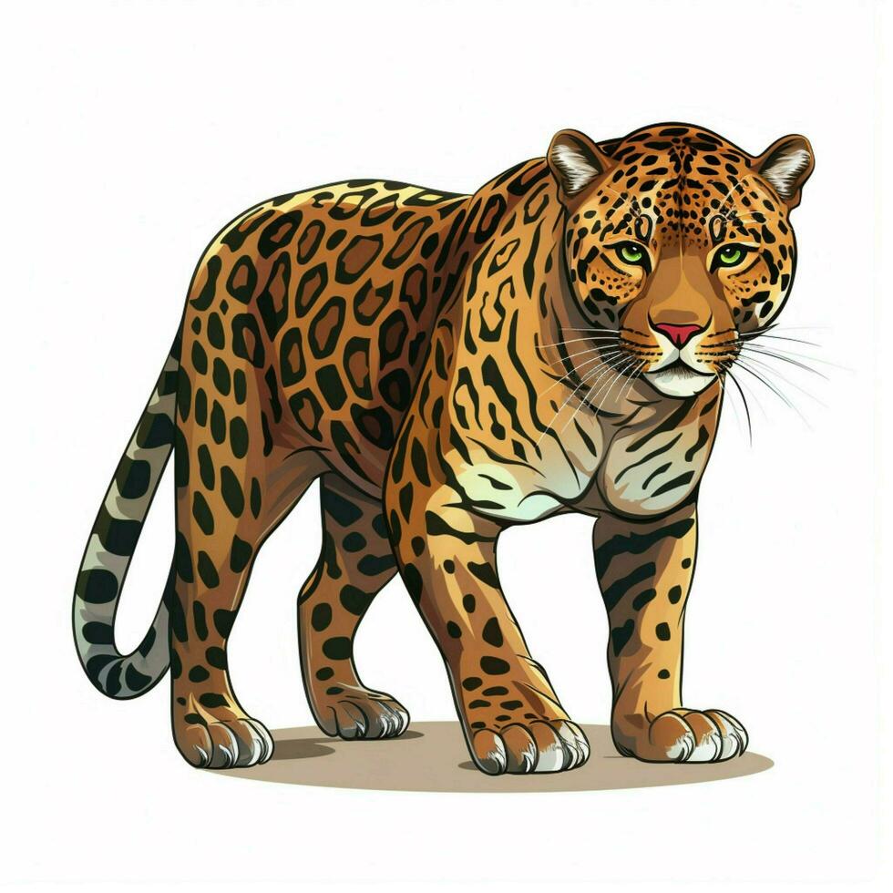 Jaguar 2d Karikatur Vektor Illustration auf Weiß Hintergrund foto