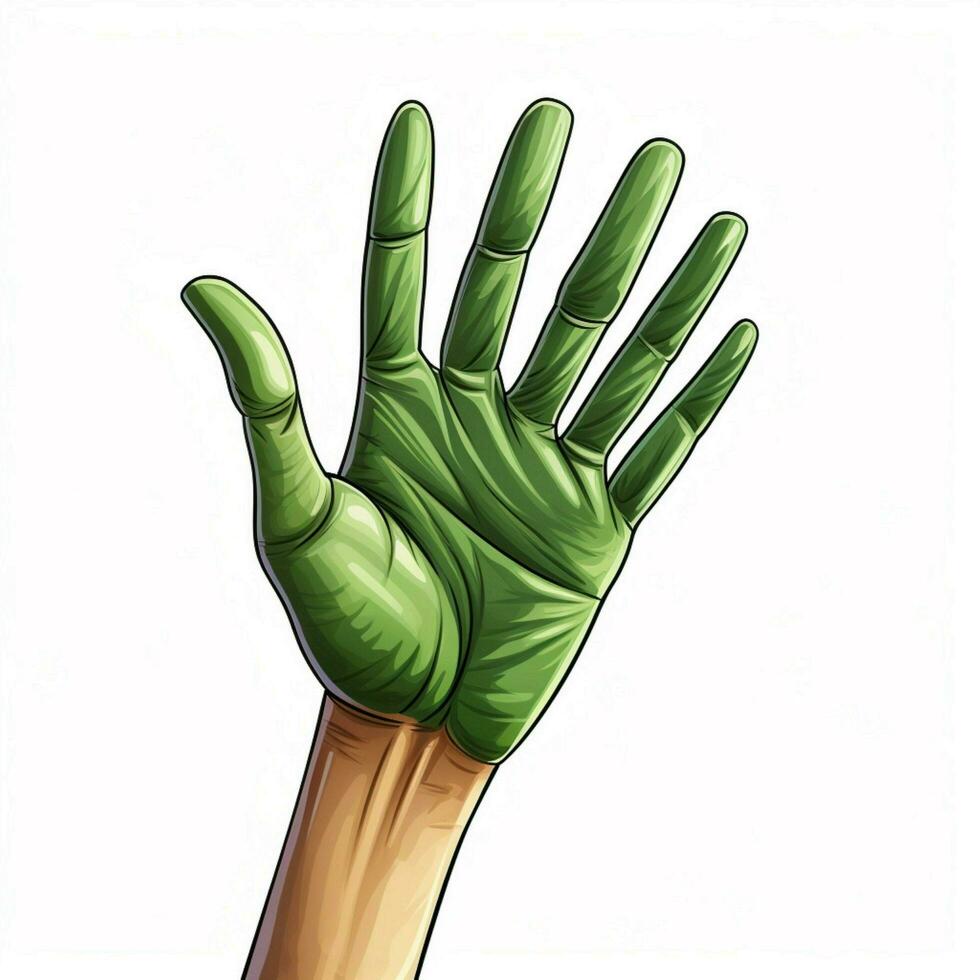 Palme oben Hand 2d Karikatur illustraton auf Weiß Hintergrund Hallo foto