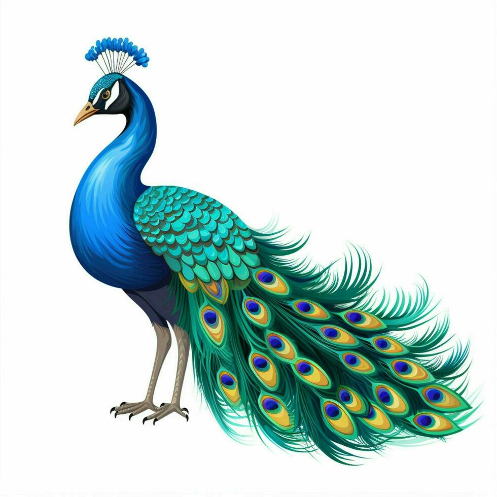 Pfau 2d Karikatur Vektor Illustration auf Weiß Hintergrund foto