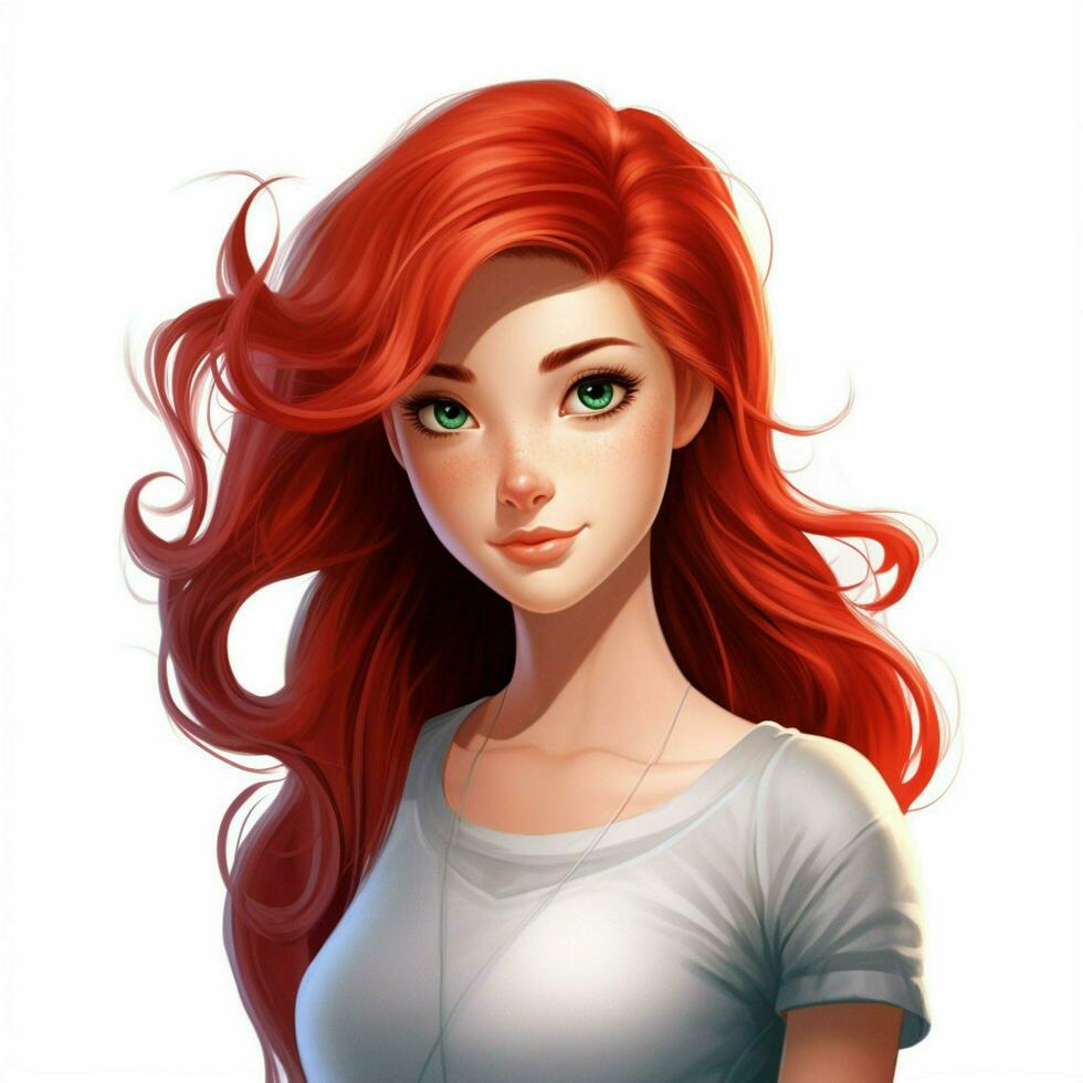 Person rot Haar 2d Karikatur illustraton auf Weiß Hintergrund foto