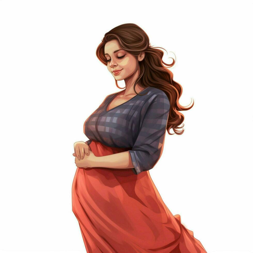 schwanger Person 2d Karikatur illustraton auf Weiß Hintergrund foto
