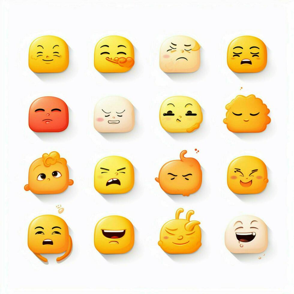 schläfrig Gesichter Emojis 2d Karikatur Vektor Illustration auf weiß foto