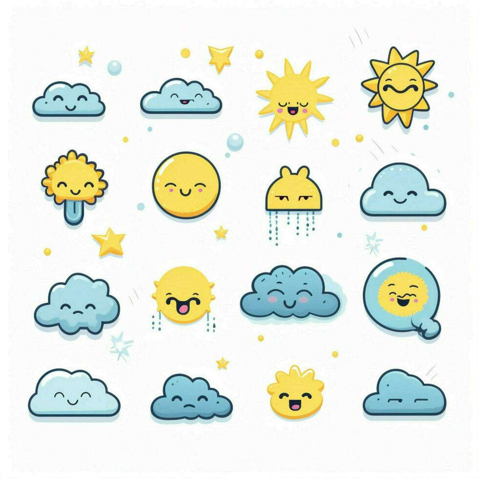 Himmel und Wetter Emojis 2d Karikatur Vektor Illustration auf w foto