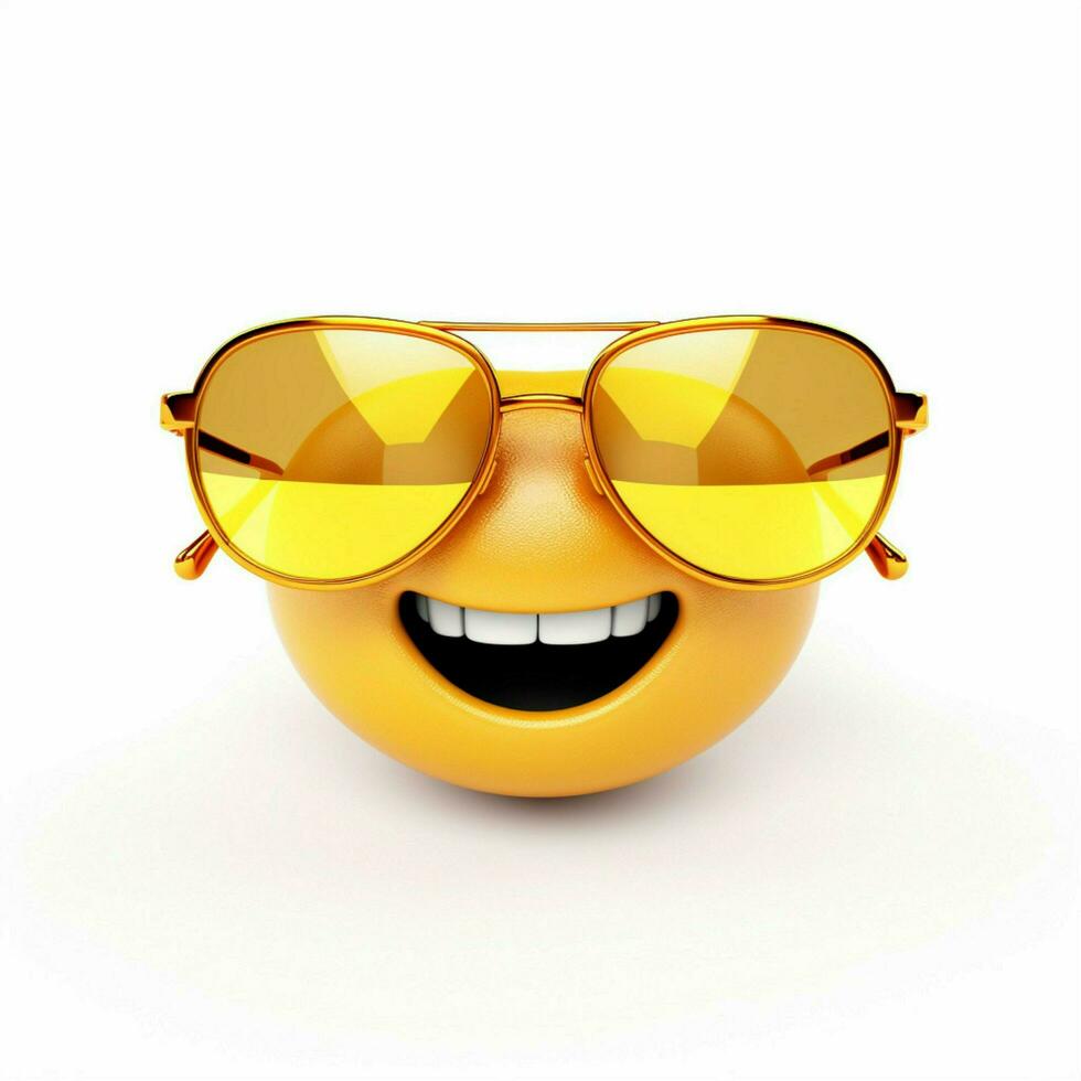 lächelnd Gesicht mit Sonnenbrille Emoji auf Weiß Hintergrund hoch foto