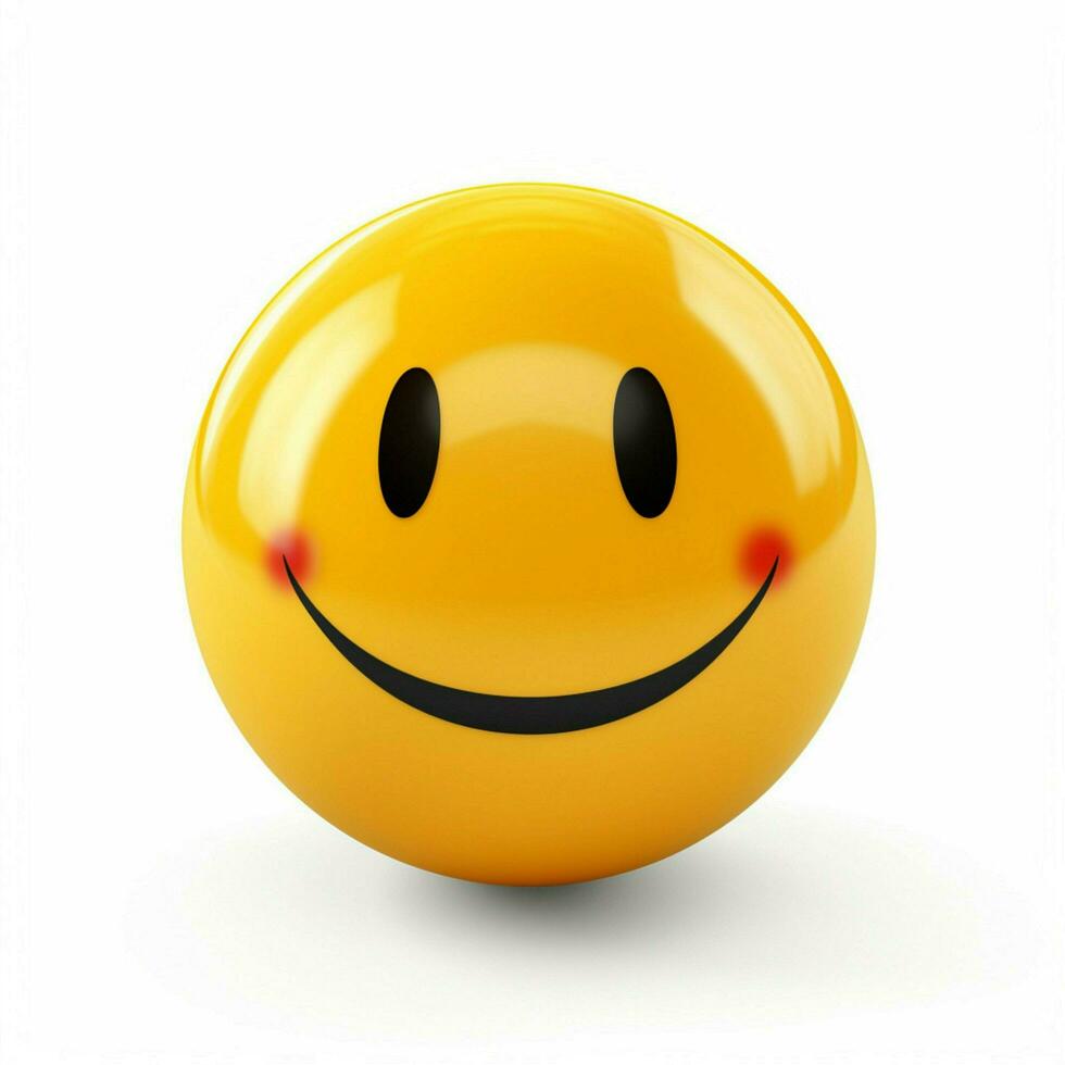 lächelnd Gesicht Emoji auf Weiß Hintergrund hoch Qualität 4k hdr foto