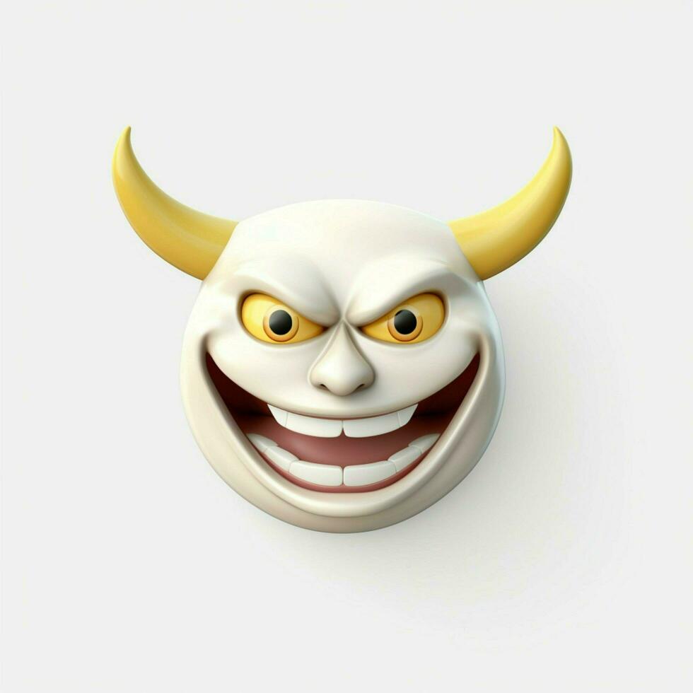 lächelnd Gesicht mit Hörner Emoji auf Weiß Hintergrund hoch qua foto