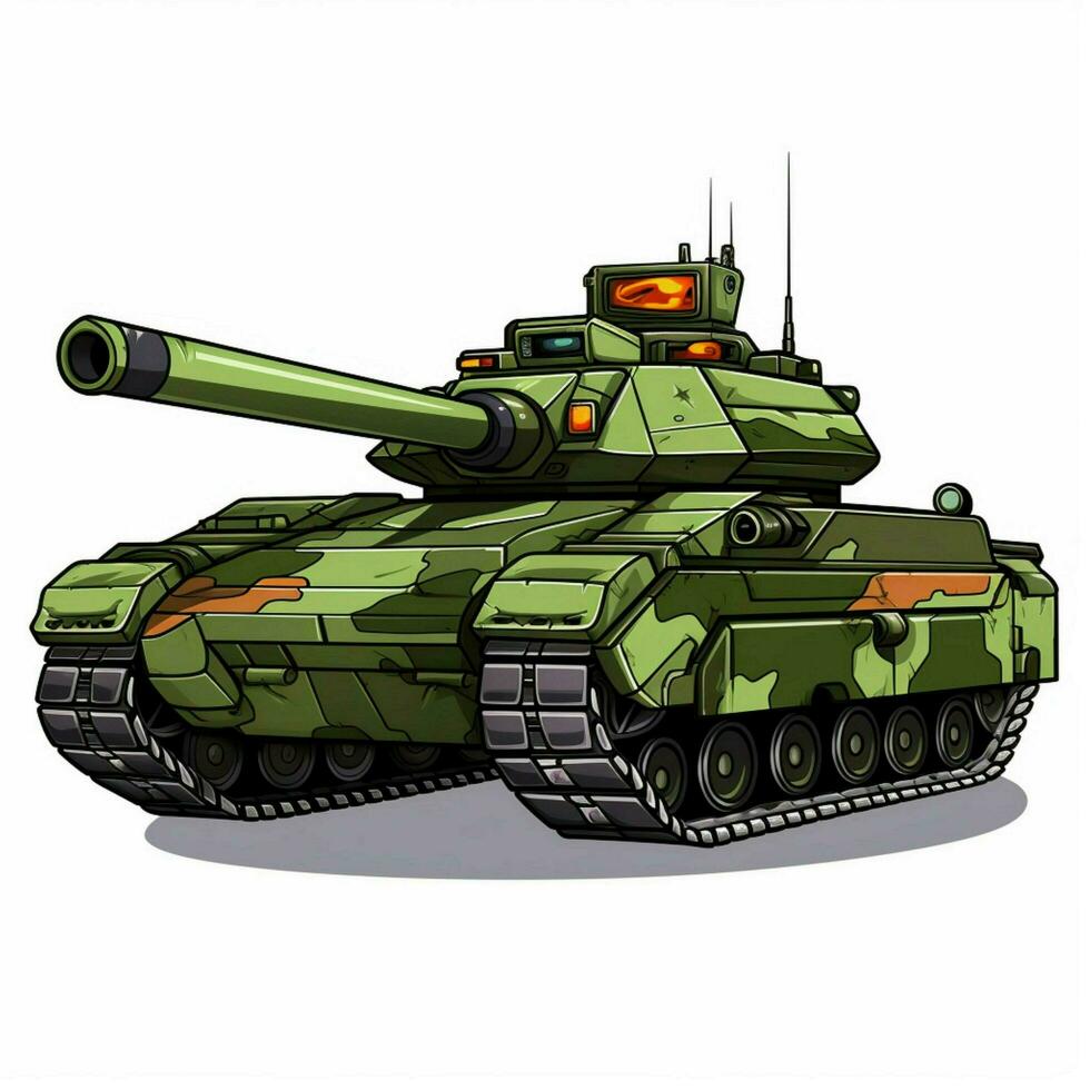 Panzer 2d Karikatur Vektor Illustration auf Weiß Hintergrund Hallo foto