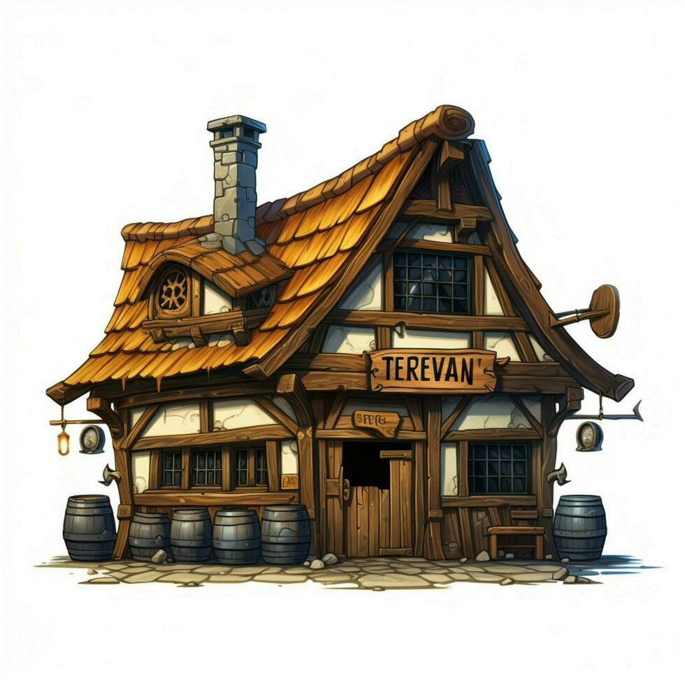 Taverne 2d Karikatur Vektor Illustration auf Weiß Hintergrund foto