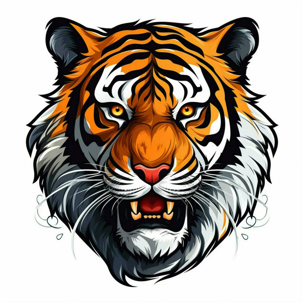 Tiger 2d Vektor Illustration Karikatur im Weiß Hintergrund h foto