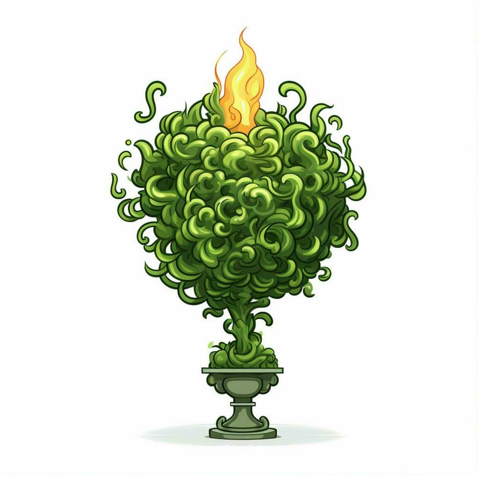 Topiary Fackel 2d Karikatur Vektor Illustration auf Weiß zurück foto