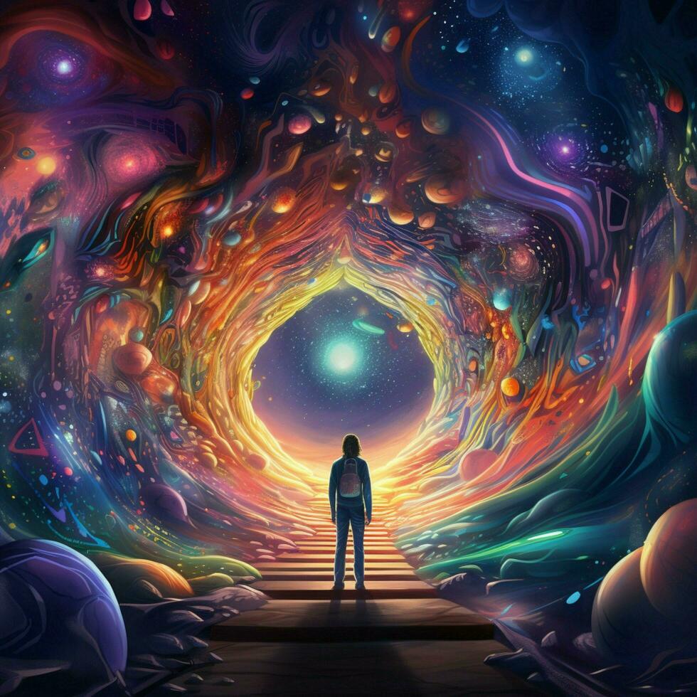 transzendieren das banal durch ein psychedelisch Portal foto