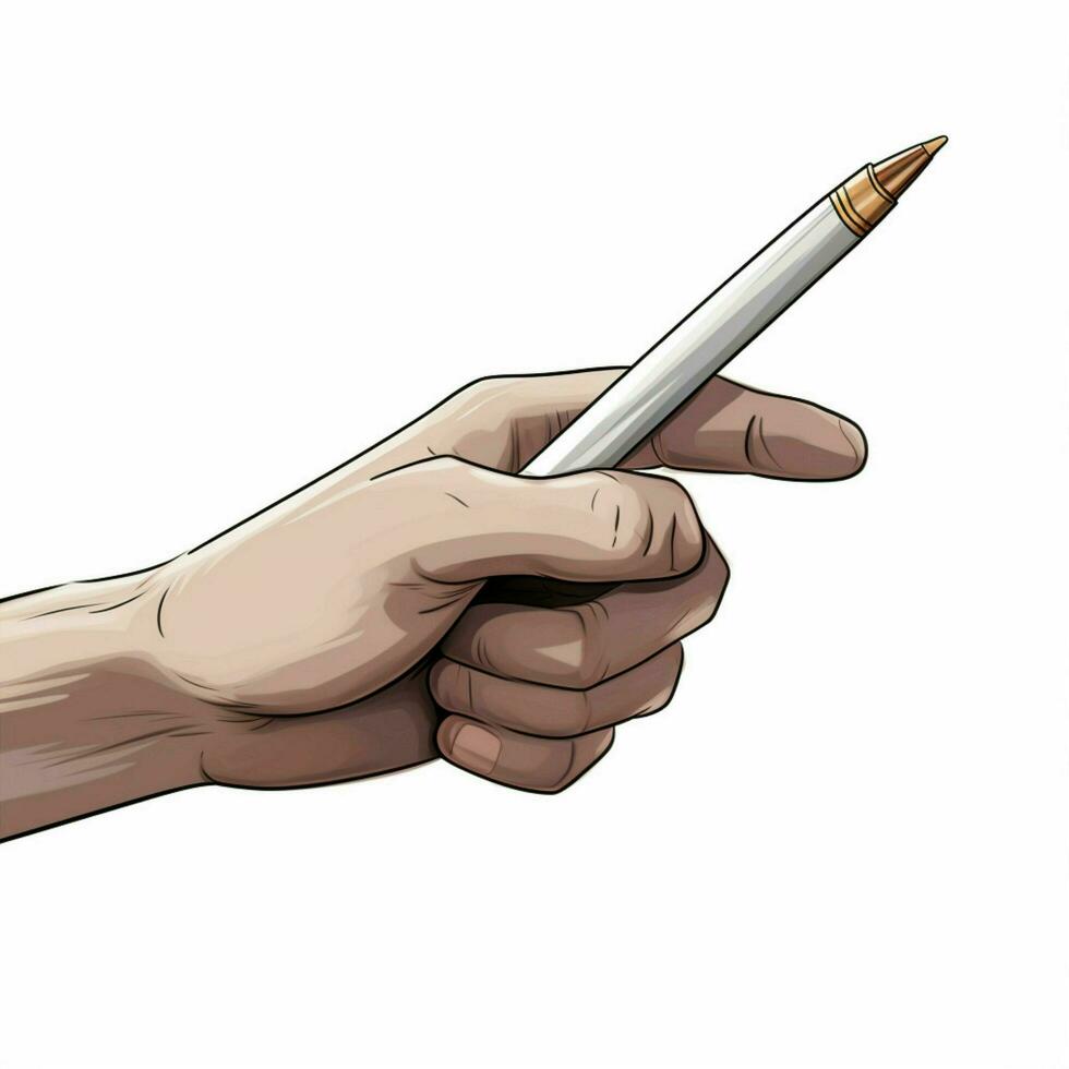 Schreiben Hand 2d Karikatur illustraton auf Weiß Hintergrund Hallo foto