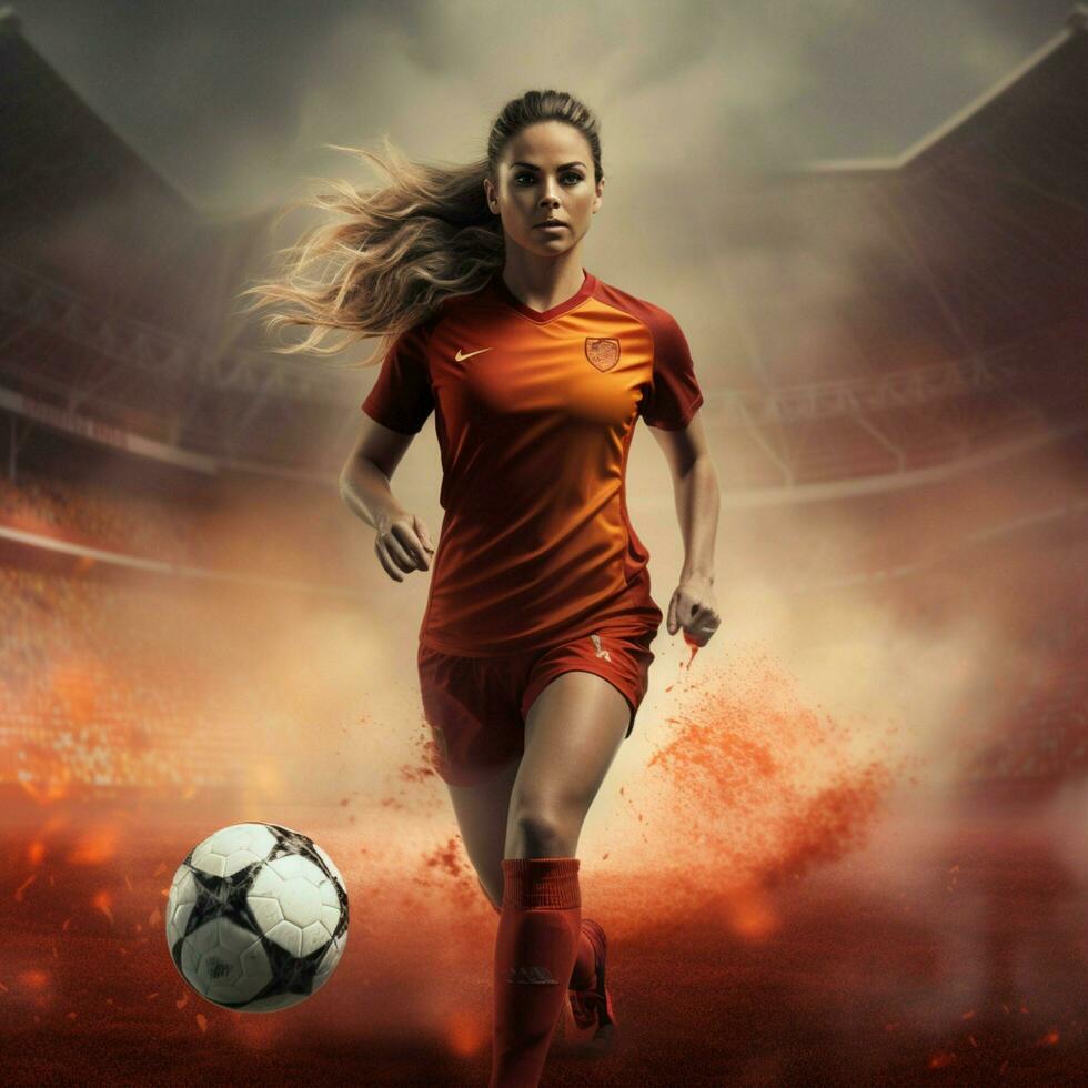 weiblich Fußball hoch Qualität 4k hdr foto