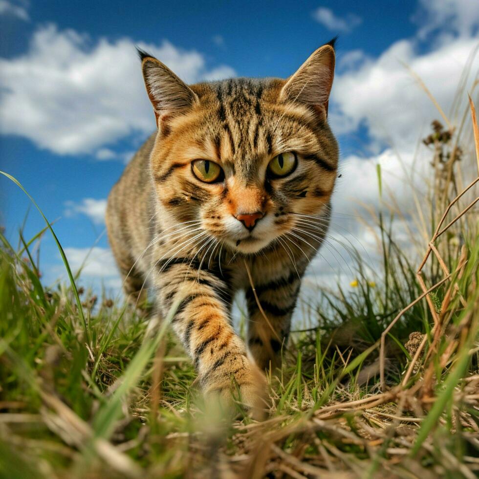 Foto von Katze voll Schuss hoch Qualität hdr 16k Ultra hd wild