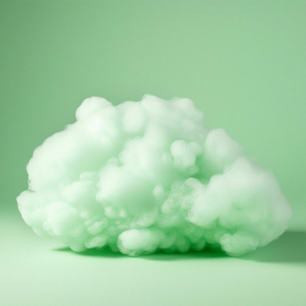 ein Baumwolle Süßigkeiten Grün Hintergrund mit flauschige Wolken foto