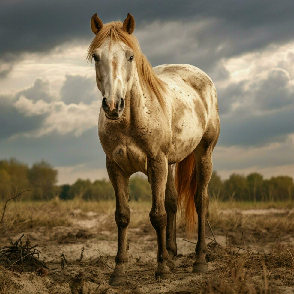 Foto von Pferd voll Schuss hoch Qualität hdr 16k Ultra hd