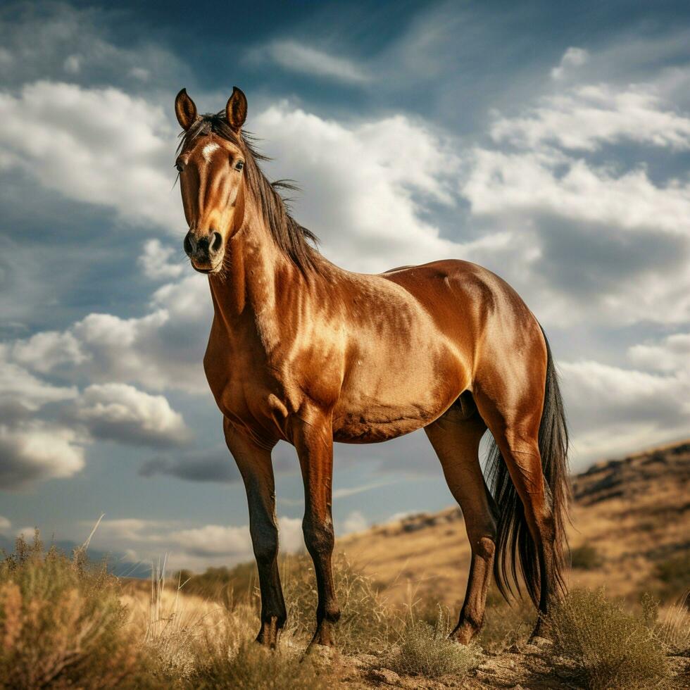 Foto von Pferd voll Schuss hoch Qualität hdr 16k Ultra hd