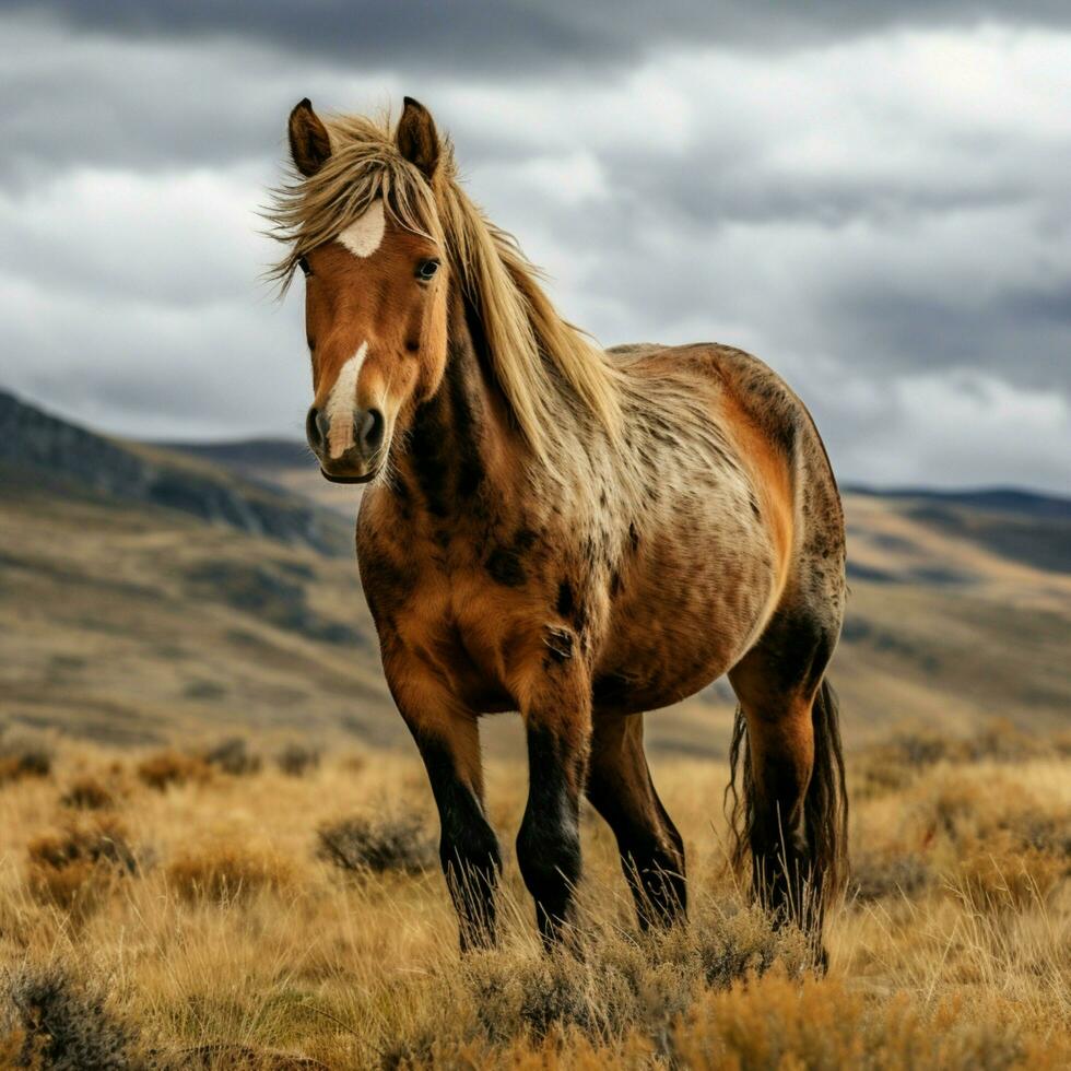 Foto von Pferd voll Schuss hoch Qualität hdr 16k Ultra hd