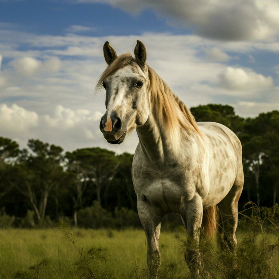 Foto von Pferd voll Schuss hoch Qualität hdr 16k Ultra hd