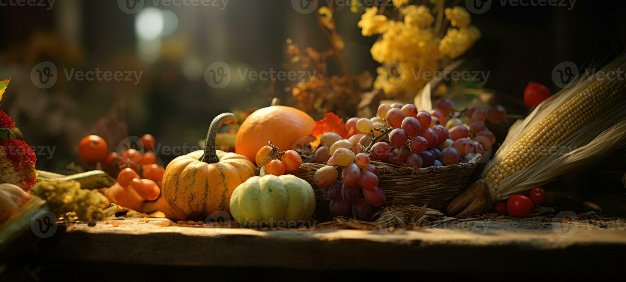 Füllhorn, das Erntedankfest Ernte Halloween Herbst fallen, ai generativ foto