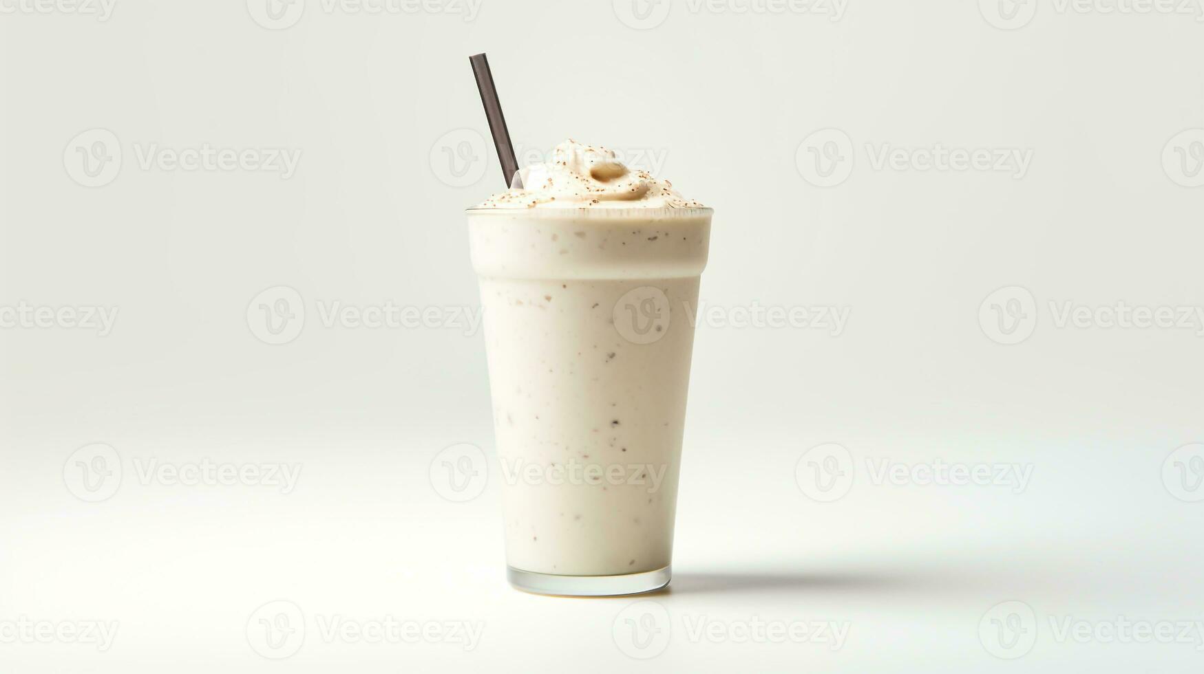 Foto von ein Milchshake isoliert auf eben Weiß Hintergrund. generativ ai