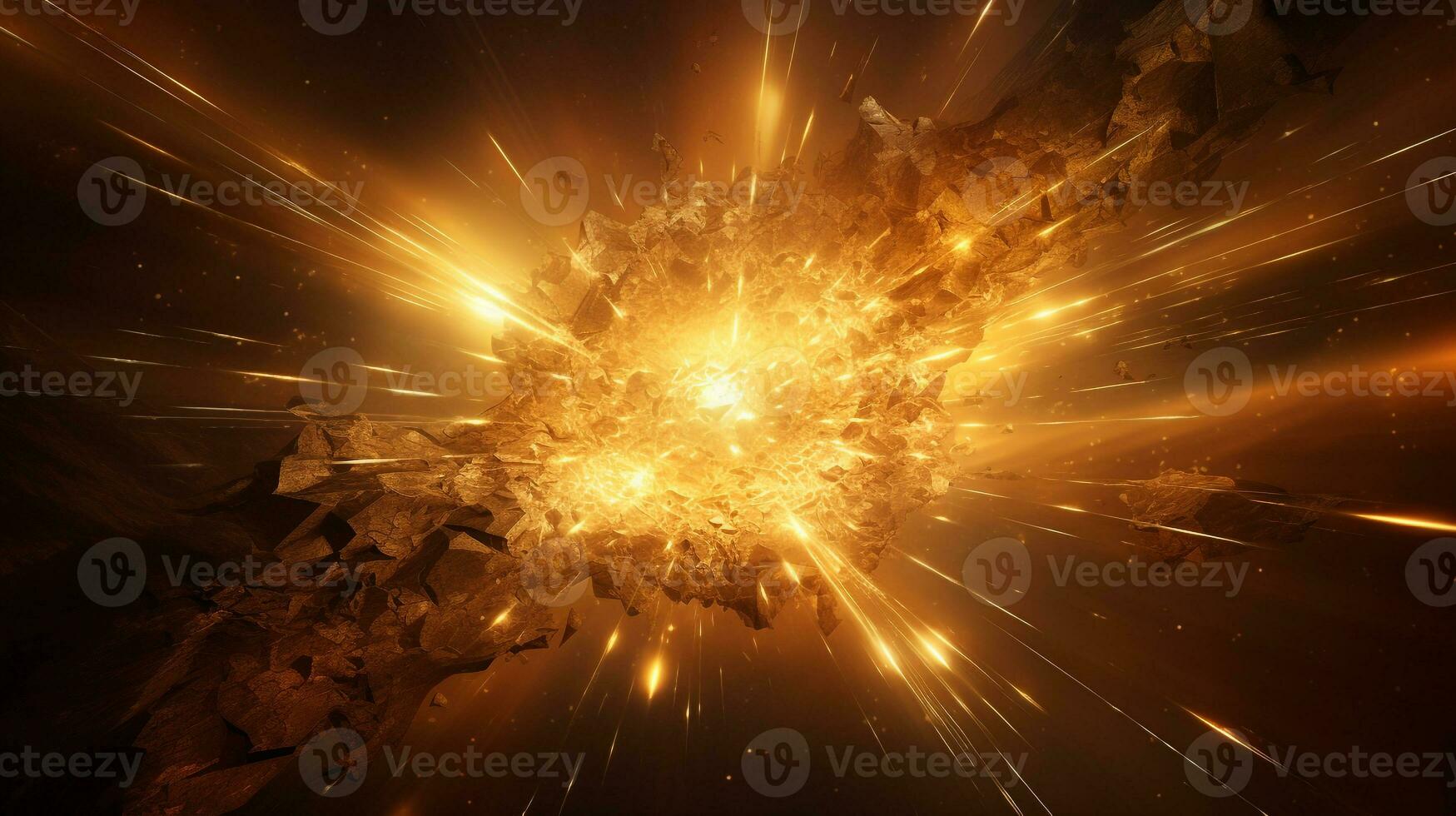 Explosion mit golden Beleuchtung. generativ ai foto