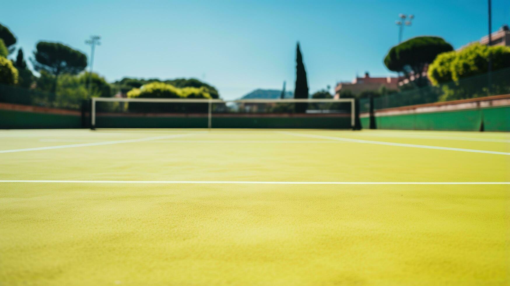 Tennis Gericht und ein Spieler auf das Gericht. generativ ai foto