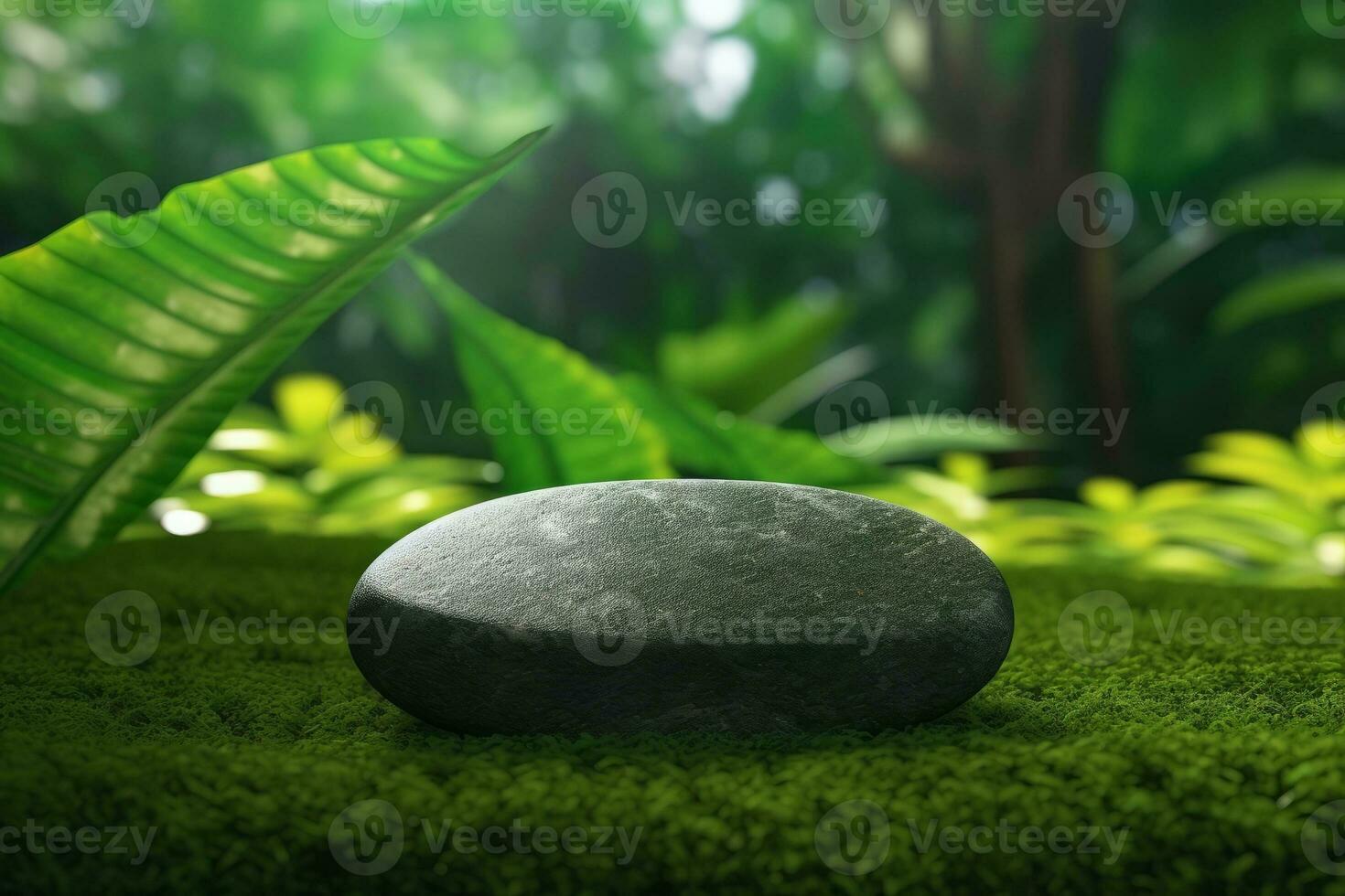 ai generativ Foto von ein eben Stein im das Wald zum Produkt Präsentation