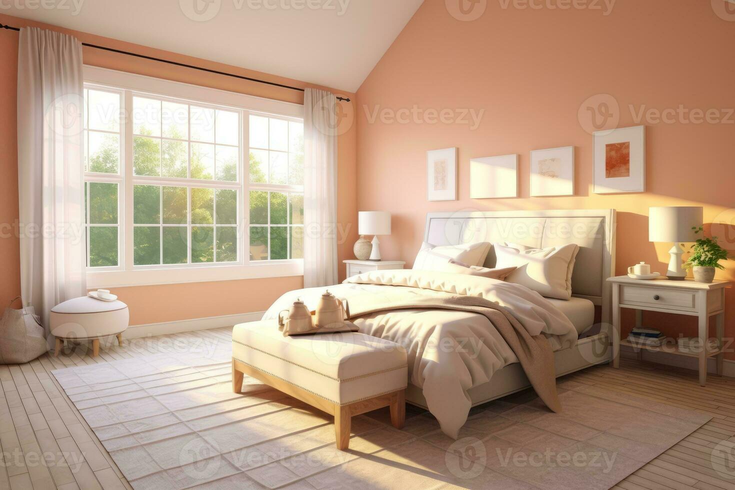 ai generativ Foto von ein elegant und modern Schlafzimmer