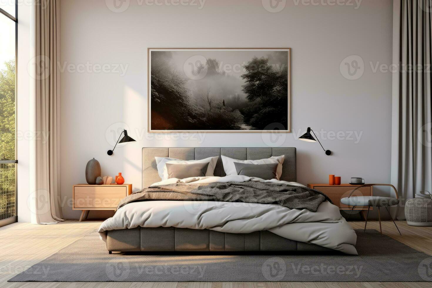 ai generativ Foto von ein elegant und modern Schlafzimmer