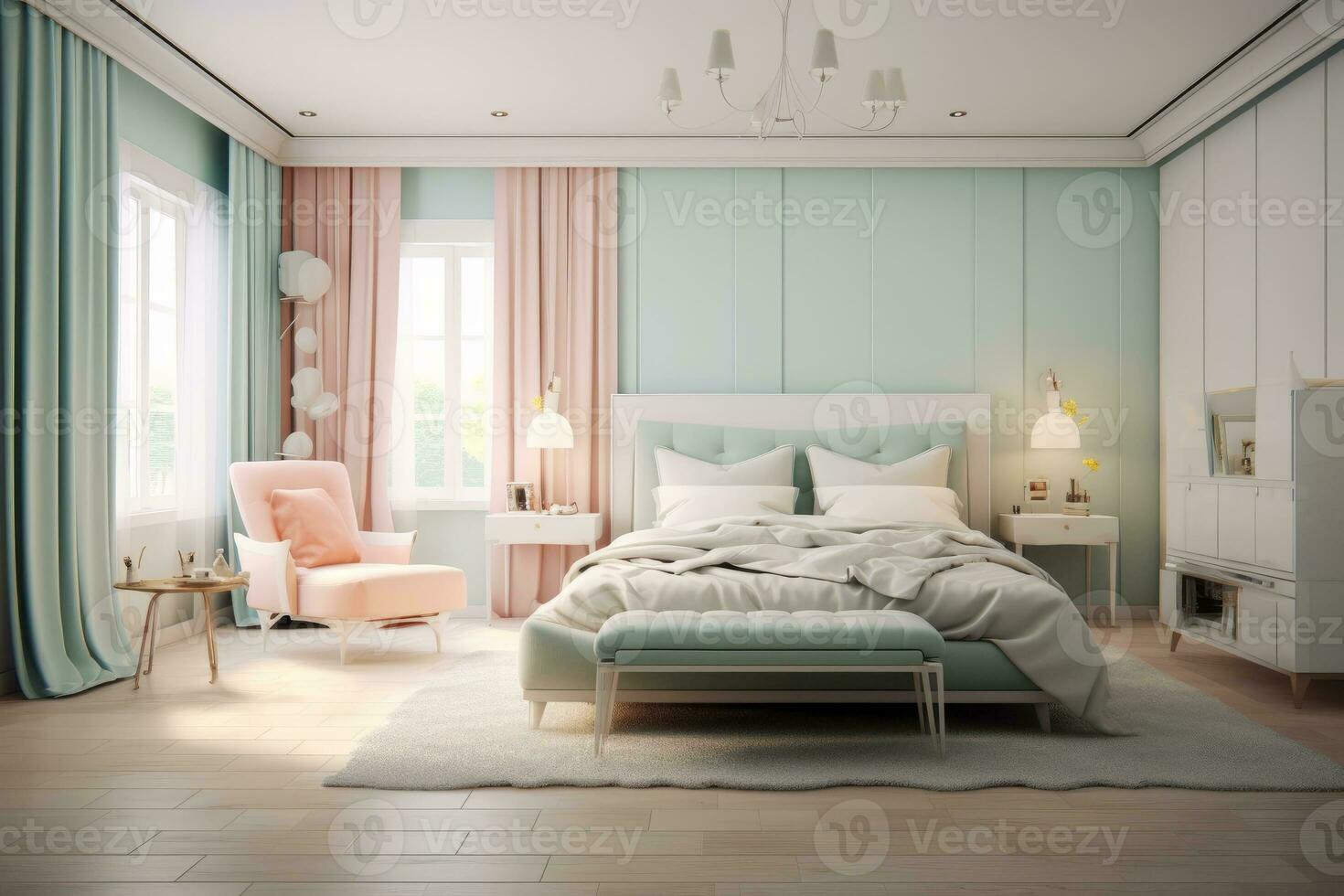 ai generativ Foto von ein elegant und modern Schlafzimmer