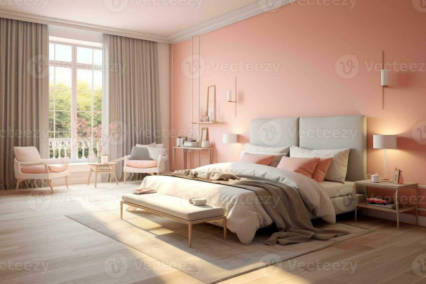 ai generativ Foto von ein elegant und modern Schlafzimmer