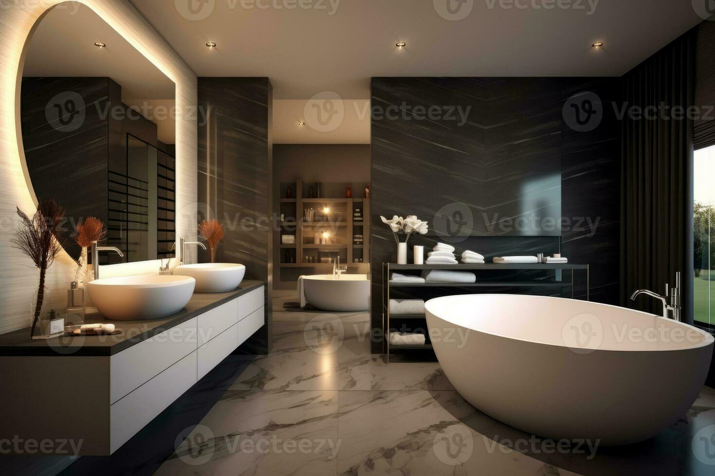 ai generativ Foto von ein Luxus modern Design Badezimmer