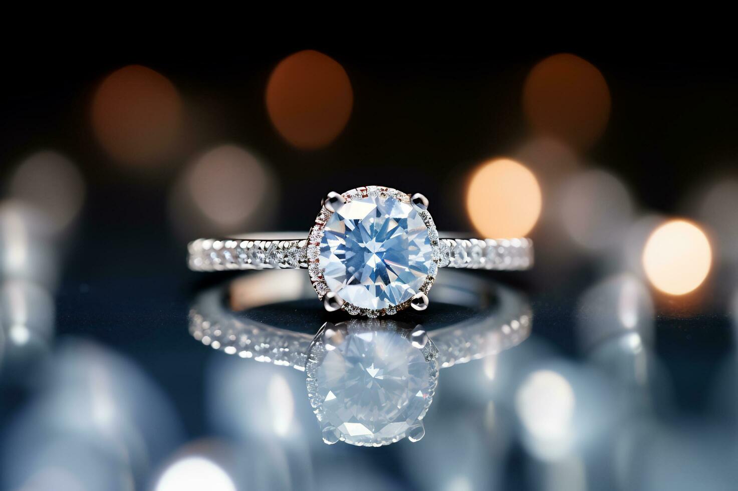 Schuss von Luxus Diamant Edelstein Ring ai generativ foto