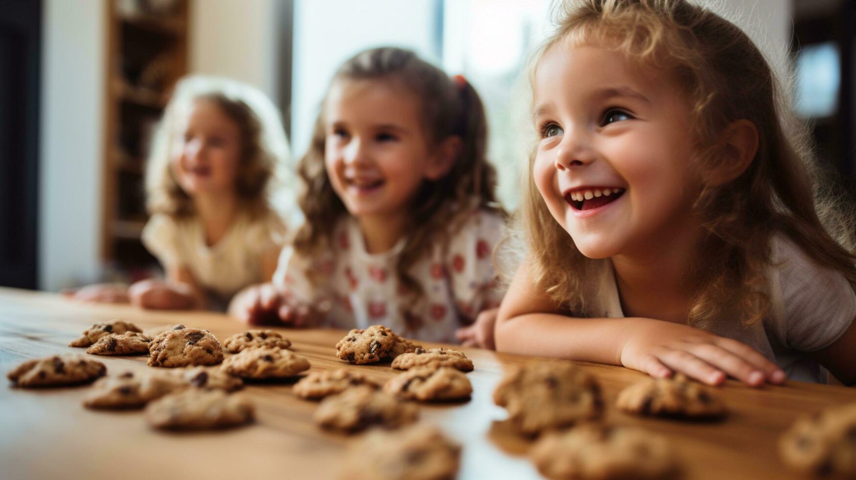 glücklich Familie komisch Kinder backen Kekse im Küche foto
