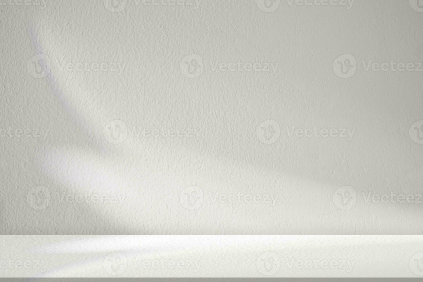 Studio Hintergrund, Blätter Schatten mit Sonnenstrahl Betrachtung auf grau Beton Mauer Hintergrund, leer Weiß Studio Zimmer mit abstrakt Licht auf Zement Boden, Kulisse Anzeige zum Produkt Präsentation foto