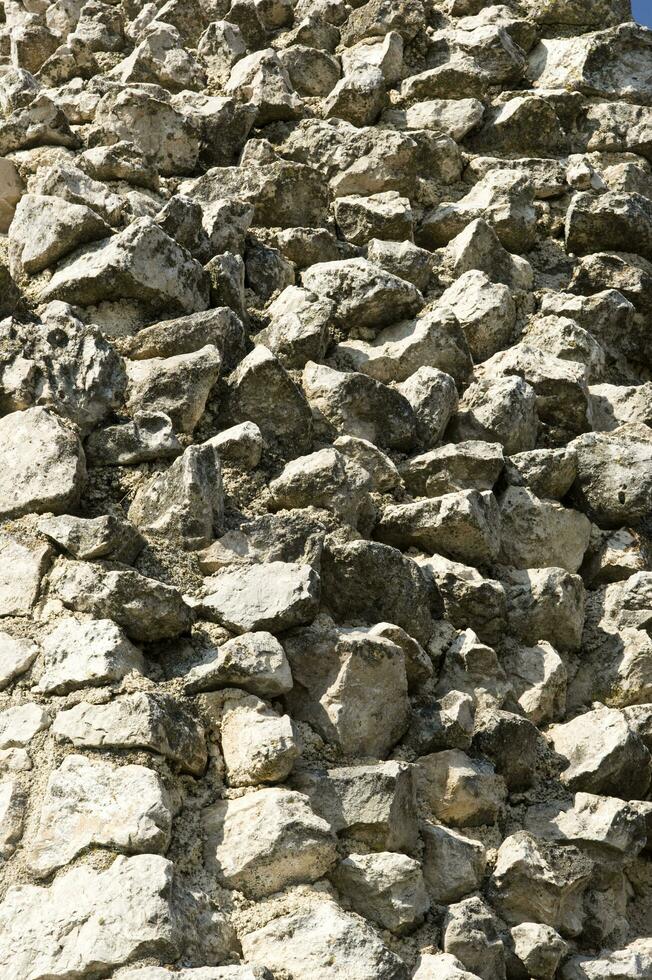 ein Stein Mauer mit ein groß Vogel auf es foto